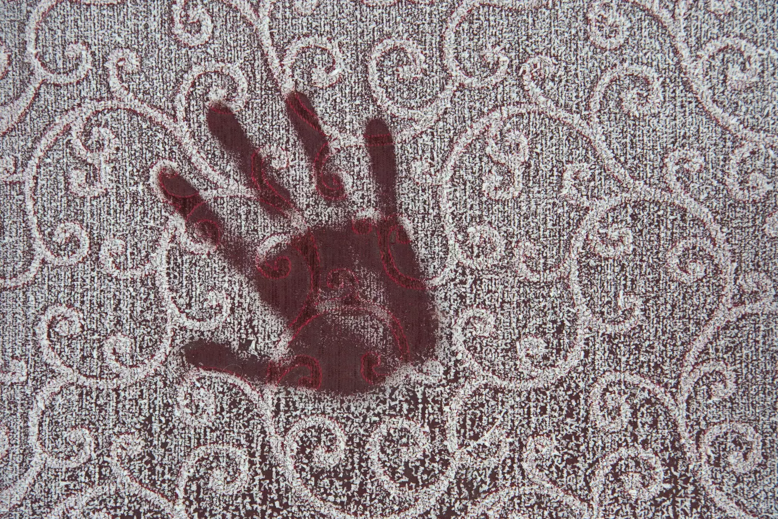 A boy leaves a handprint in the sofa frost, from Fun With Ice in Lockdown, Brome, Suffolk - 10th January 2021