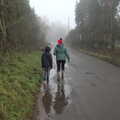Harry and Isobel near the church, Fun With Ice in Lockdown, Brome, Suffolk - 10th January 2021