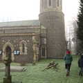 Isobel and Harry at Brome Church, Fun With Ice in Lockdown, Brome, Suffolk - 10th January 2021