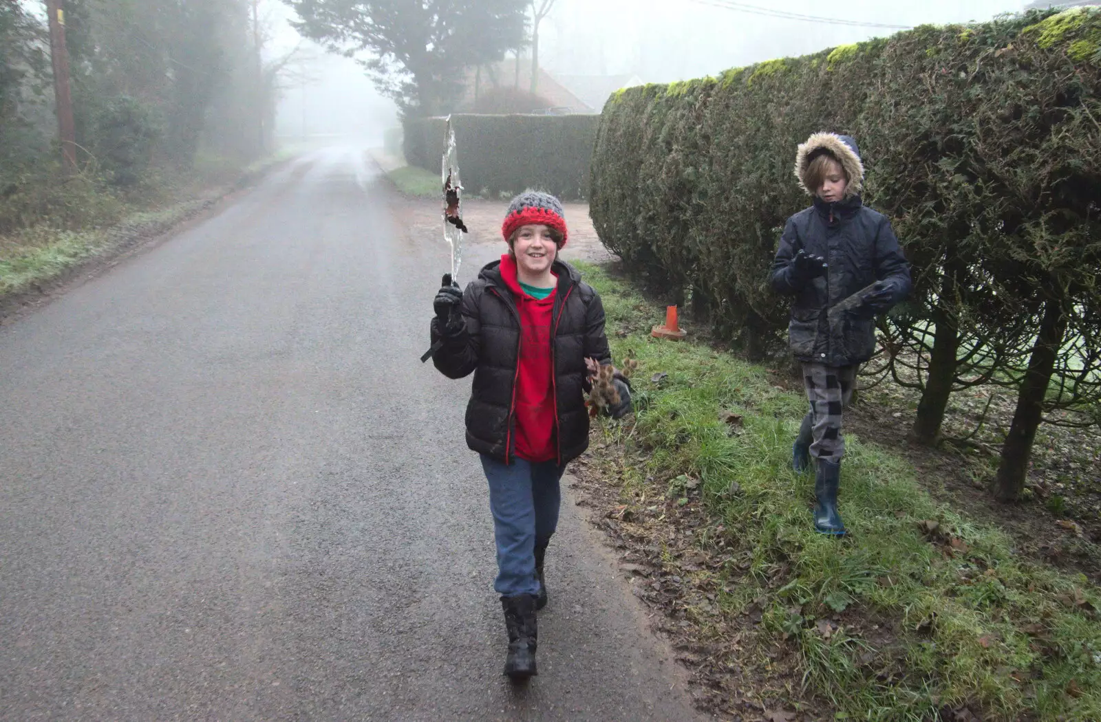 Fred's got a nice slice of ice, from Fun With Ice in Lockdown, Brome, Suffolk - 10th January 2021