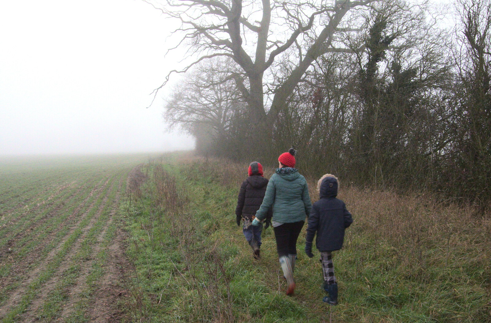 We walk around a field in the gathering gloom from Fun With Ice in Lockdown, Brome, Suffolk - 10th January 2021