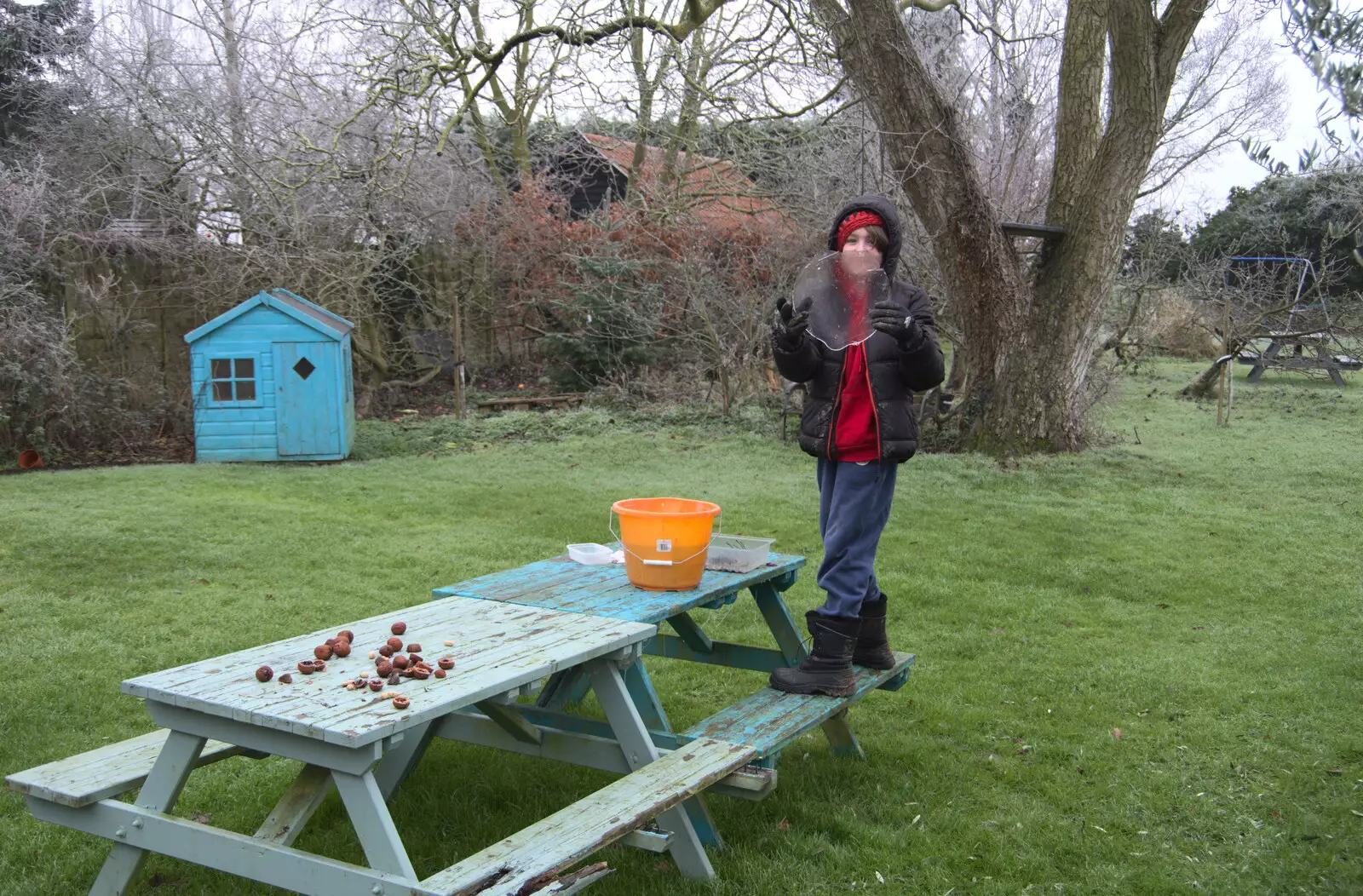 Fred's bucket-freezing experiment, from Fun With Ice in Lockdown, Brome, Suffolk - 10th January 2021