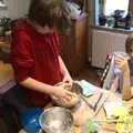 Harry looks up as Fred makes cookies, A Snowy Morning, Diss, Norfolk - 16th January 2021