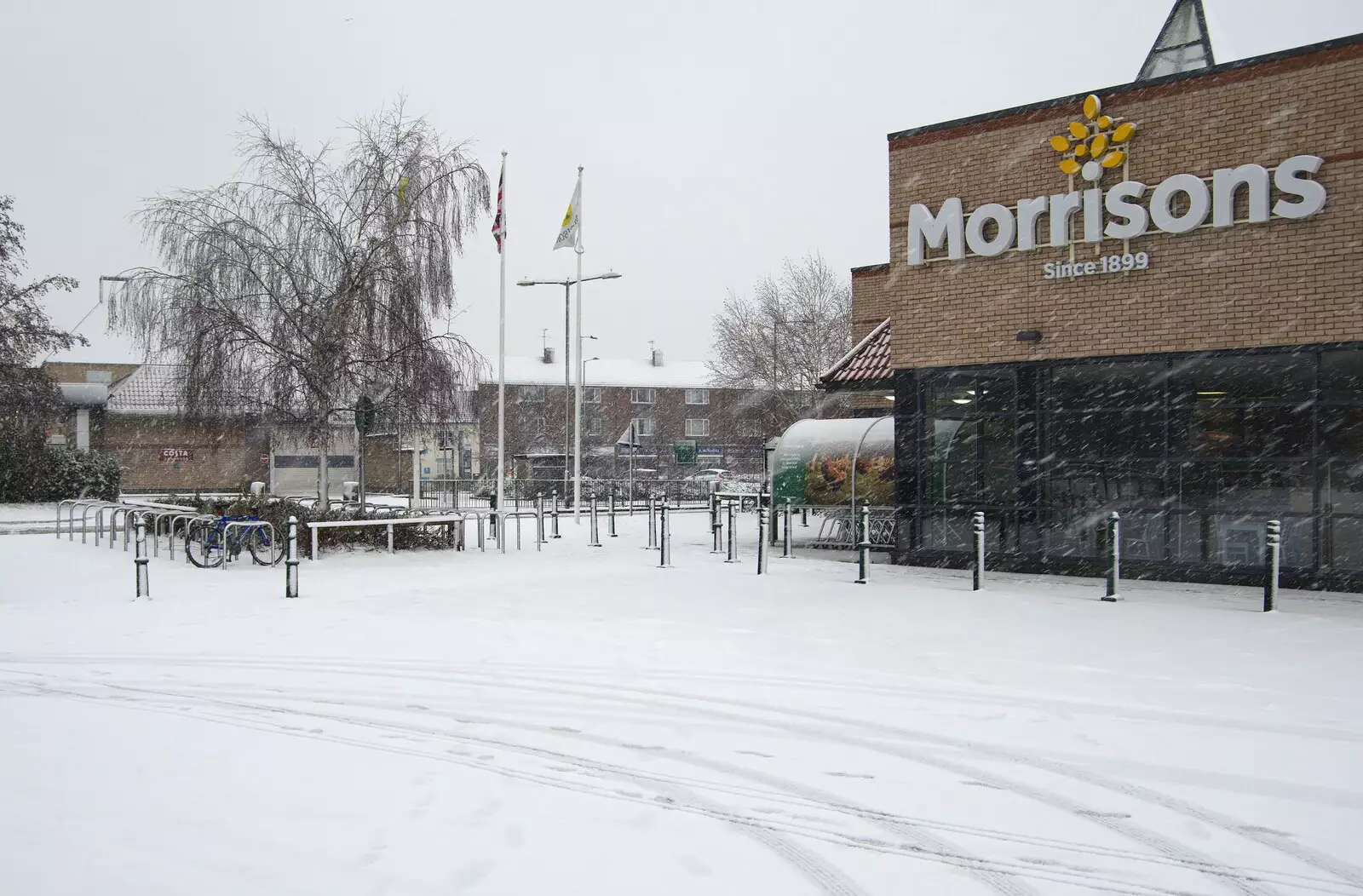 The view to Diss at Morrisons, from A Snowy Morning, Diss, Norfolk - 16th January 2021