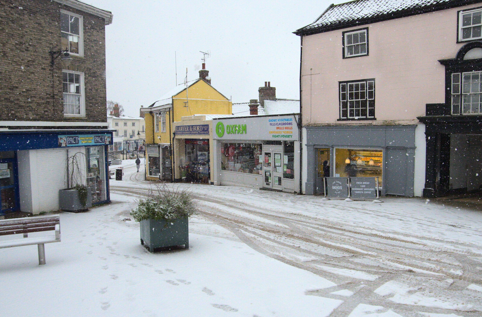 Larter and Ford, and Oxfam from A Snowy Morning, Diss, Norfolk - 16th January 2021