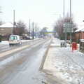 Victoria Road towards Diss, and the railway bridge, A Snowy Morning, Diss, Norfolk - 16th January 2021