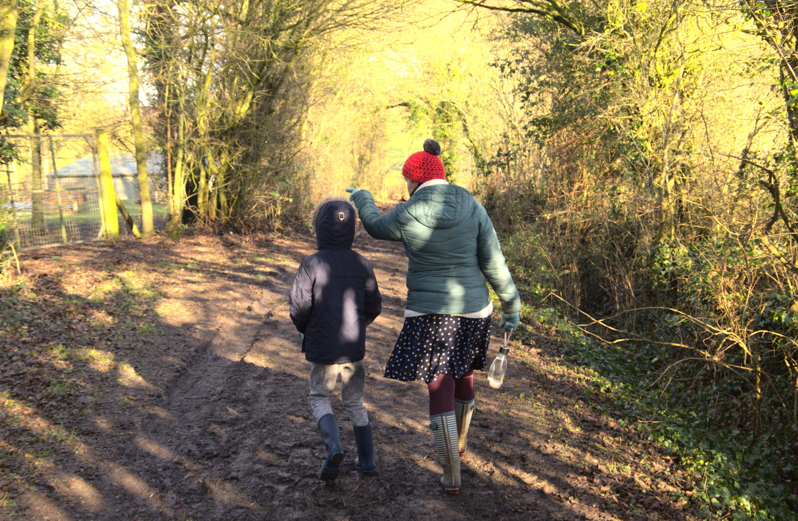 Harry and Isobel on the path from Winter Lockdown Walks, Thrandeston and Brome, Suffolk - 24th January 2021