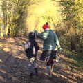 Harry and Isobel on the path, Winter Lockdown Walks, Thrandeston and Brome, Suffolk - 24th January 2021