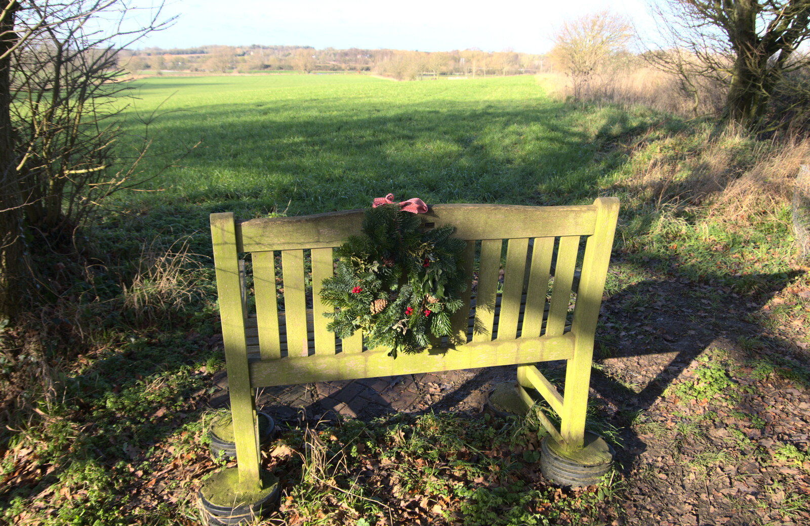 Peter Allen's memorial bench from Winter Lockdown Walks, Thrandeston and Brome, Suffolk - 24th January 2021
