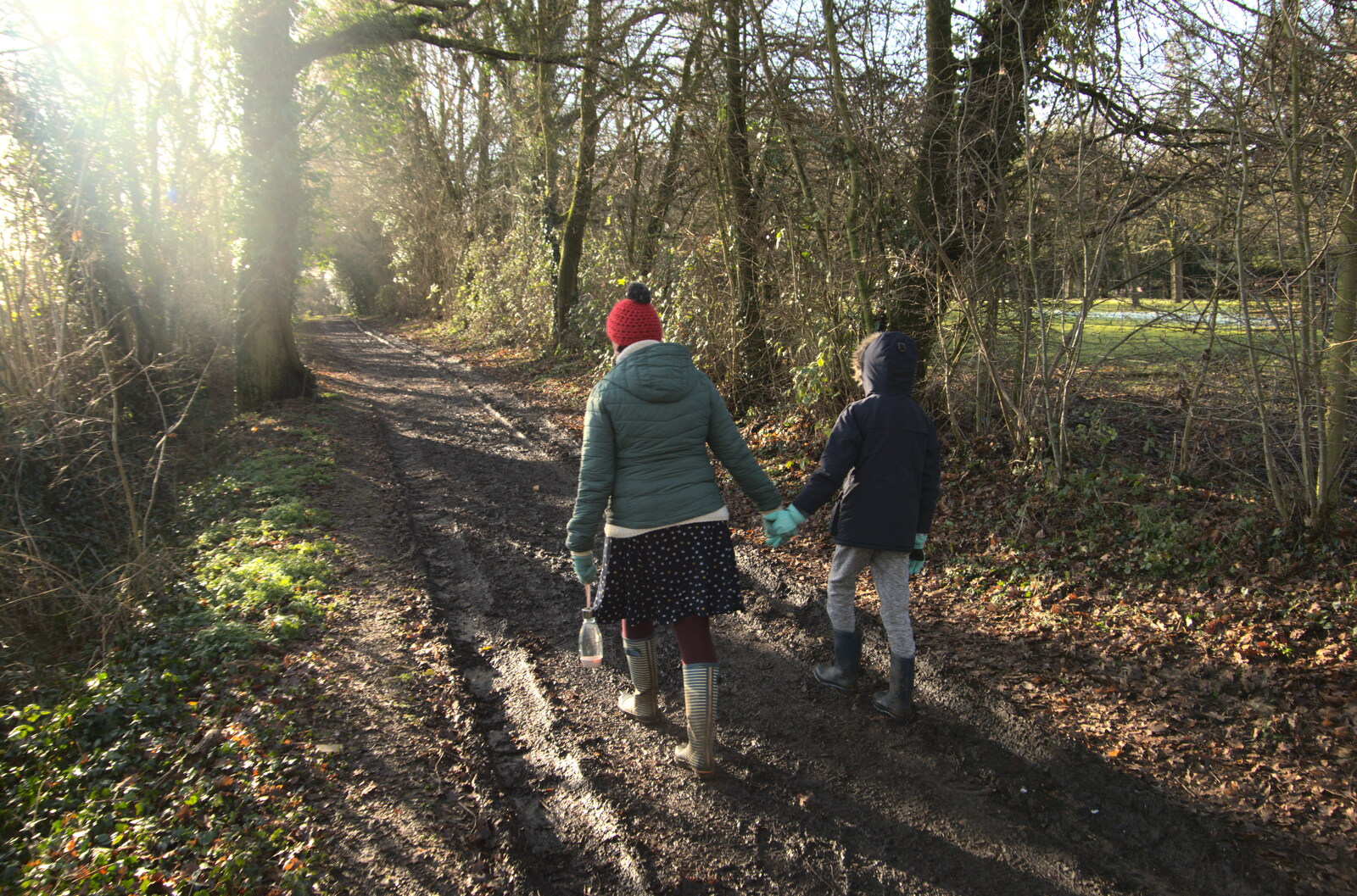 Isobel and Harry in the low sun from Winter Lockdown Walks, Thrandeston and Brome, Suffolk - 24th January 2021