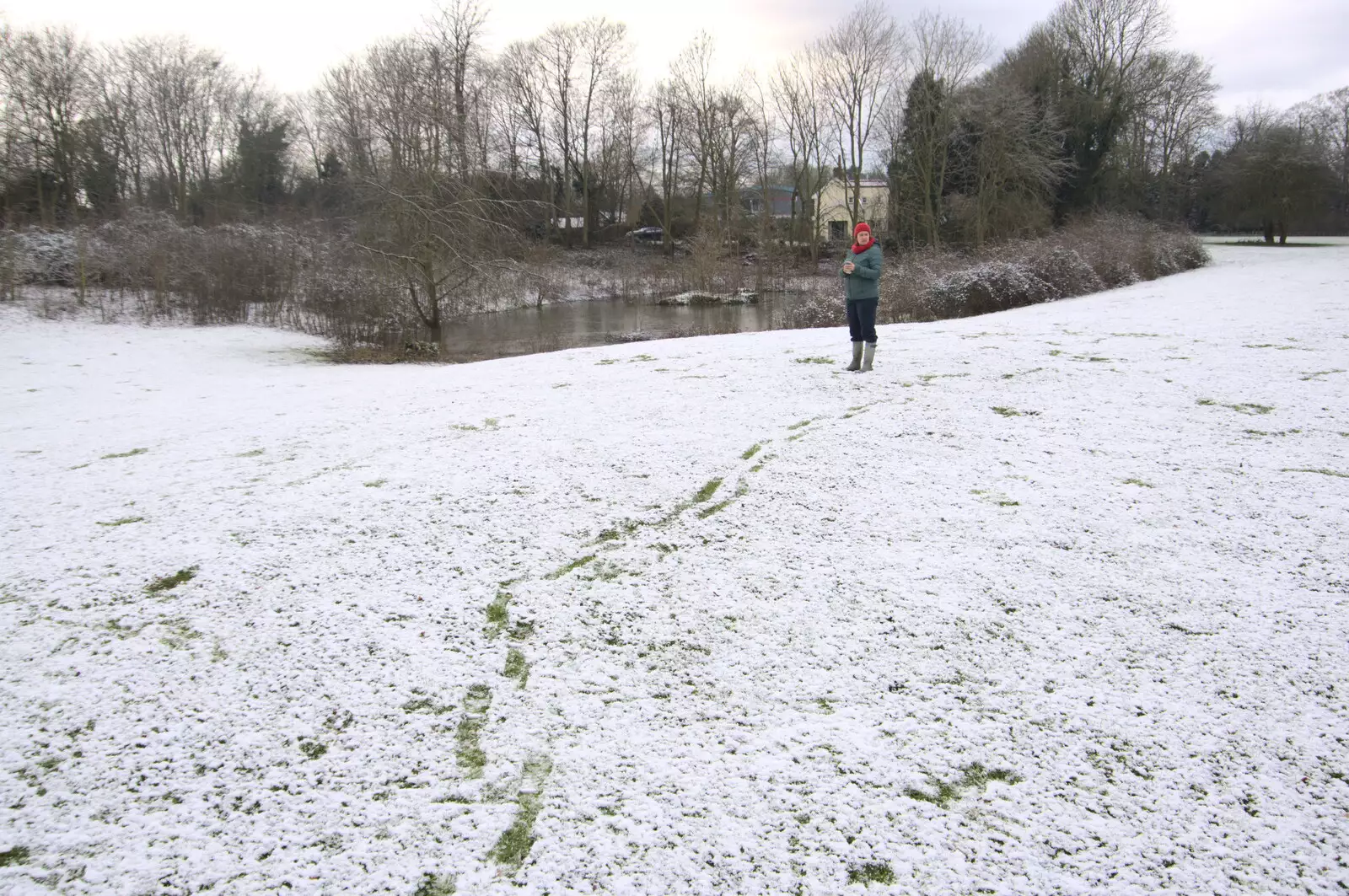 Isobel looks around, from Winter Lockdown Walks, Thrandeston and Brome, Suffolk - 24th January 2021