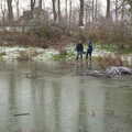 The boys by the frozen pond, Winter Lockdown Walks, Thrandeston and Brome, Suffolk - 24th January 2021