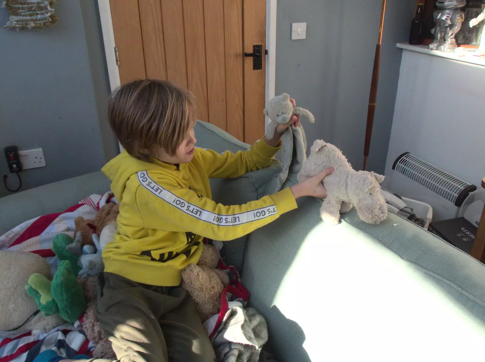 Harry plays with Dog and Foo-foo, from A Trip to the Blue Shop, Church Street, Eye, Suffolk - 2nd February 2021