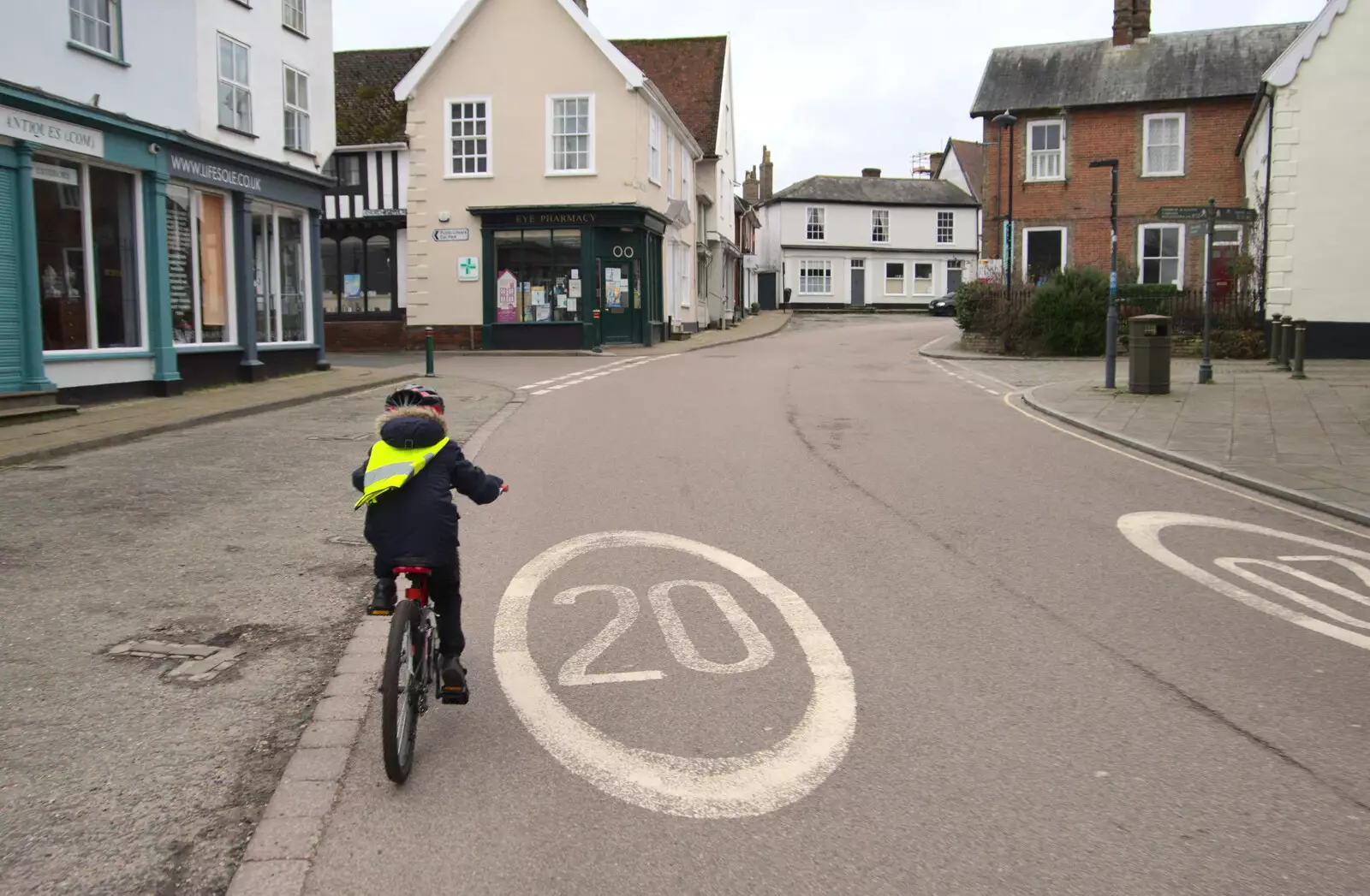 Harry in an empty Eye, from A Trip to the Blue Shop, Church Street, Eye, Suffolk - 2nd February 2021