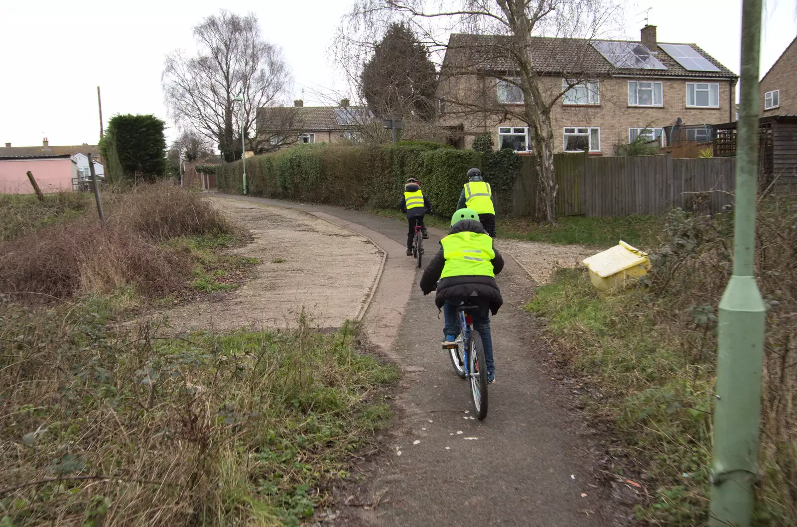 Cycling up the hill to Ash Drive, from A Trip to the Blue Shop, Church Street, Eye, Suffolk - 2nd February 2021