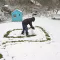 Fred rolls up a big snowball, Beast From The East Two - The Sequel, Brome, Suffolk - 8th February 2021