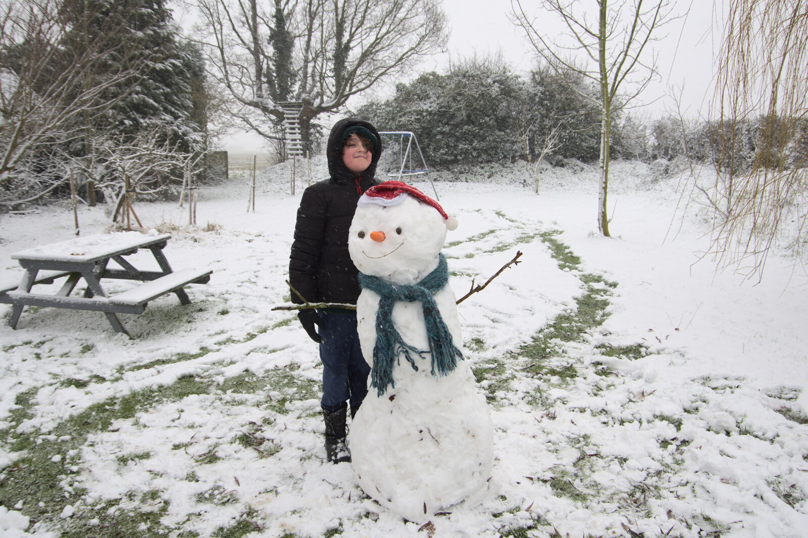 A snowman is made from Beast From The East Two - The Sequel, Brome, Suffolk - 8th February 2021