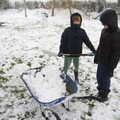 The boys collect snow to make an igloo, Beast From The East Two - The Sequel, Brome, Suffolk - 8th February 2021