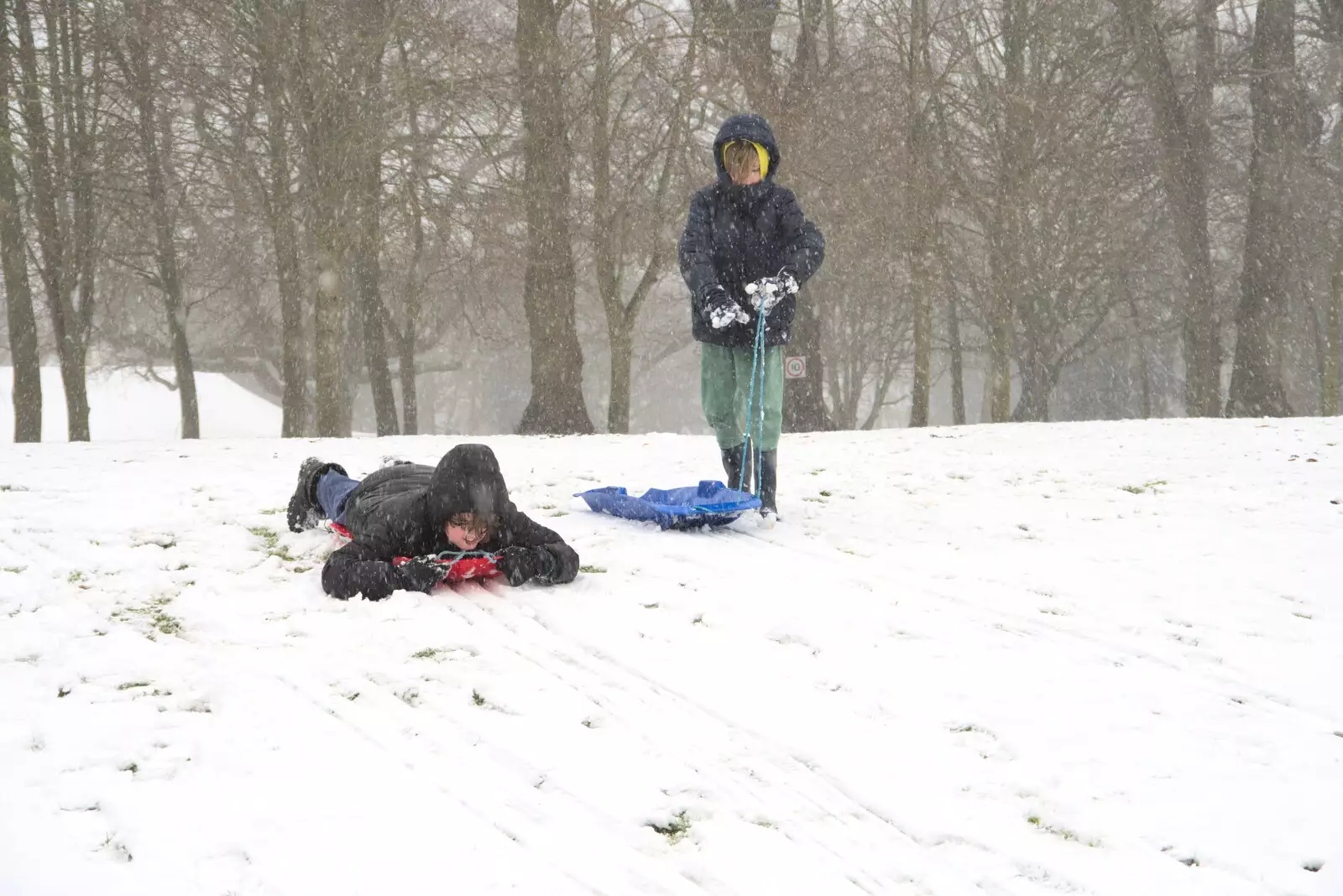 Fred goes down head first, from Beast From The East Two - The Sequel, Brome, Suffolk - 8th February 2021