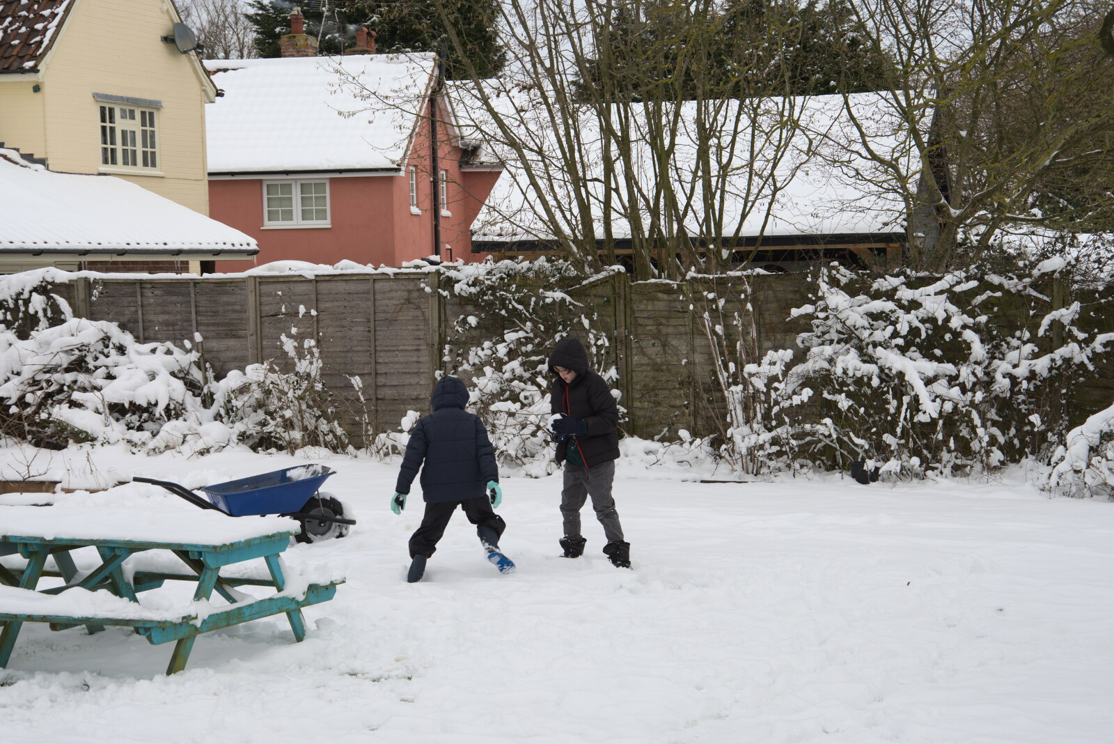 The boys play around in the snow from Beast From The East Two - The Sequel, Brome, Suffolk - 8th February 2021