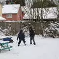 The boys play around in the snow, Beast From The East Two - The Sequel, Brome, Suffolk - 8th February 2021