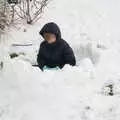 Harry sits in his half-finished igloo, Beast From The East Two - The Sequel, Brome, Suffolk - 8th February 2021