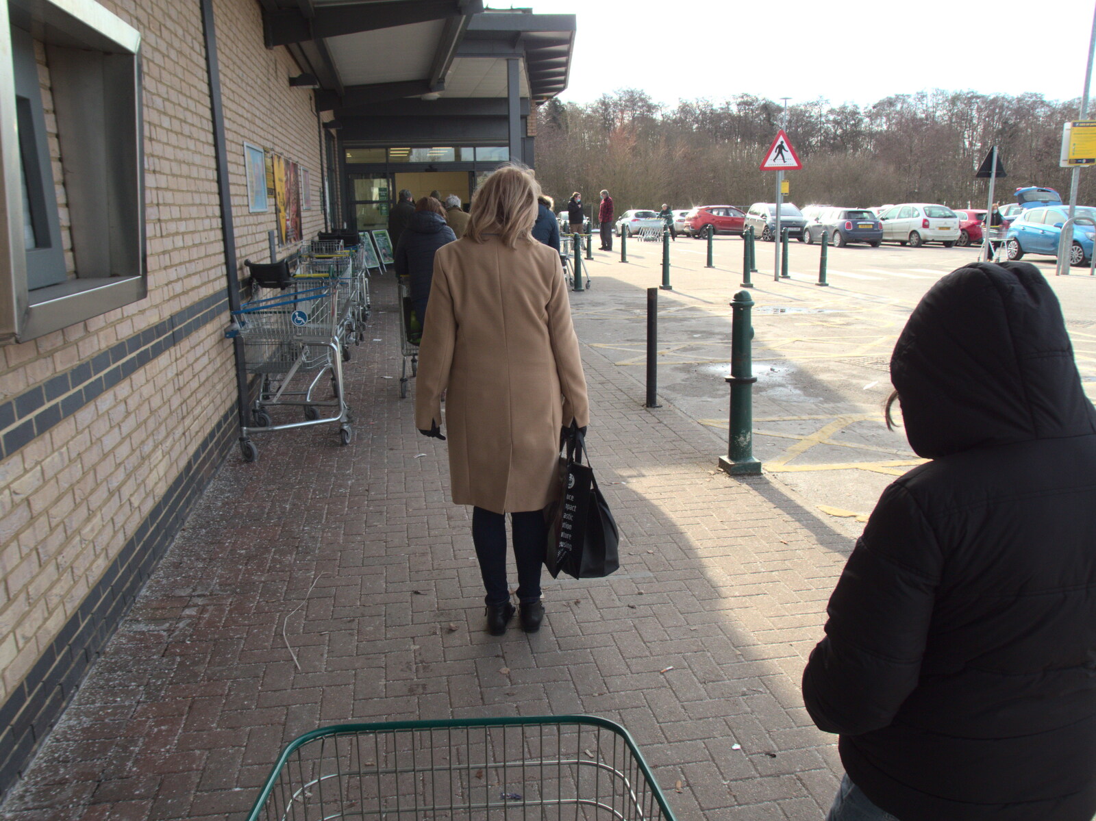 The socially-distant queues are back at Morrisons from Derelict Infants School and Ice Sculptures, Diss and Palgrave, Norfolk and Suffolk - 13th February 2021