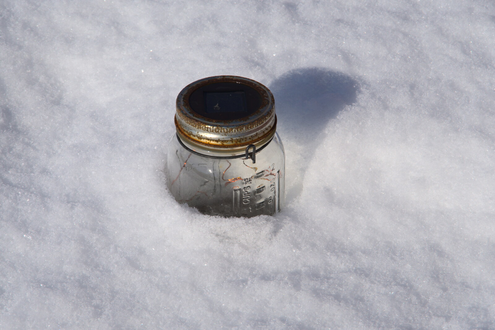 A jar is almost completely buried from Derelict Infants School and Ice Sculptures, Diss and Palgrave, Norfolk and Suffolk - 13th February 2021