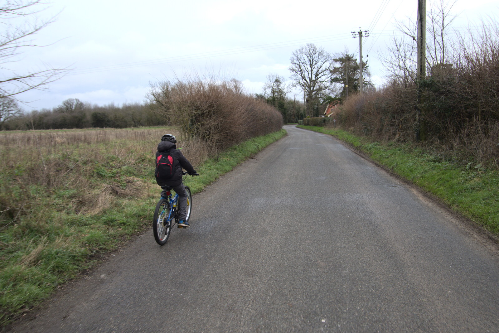 Fred on a bike from The Old Sewage Works, The Avenue, Brome, Suffolk - 20th February 2021
