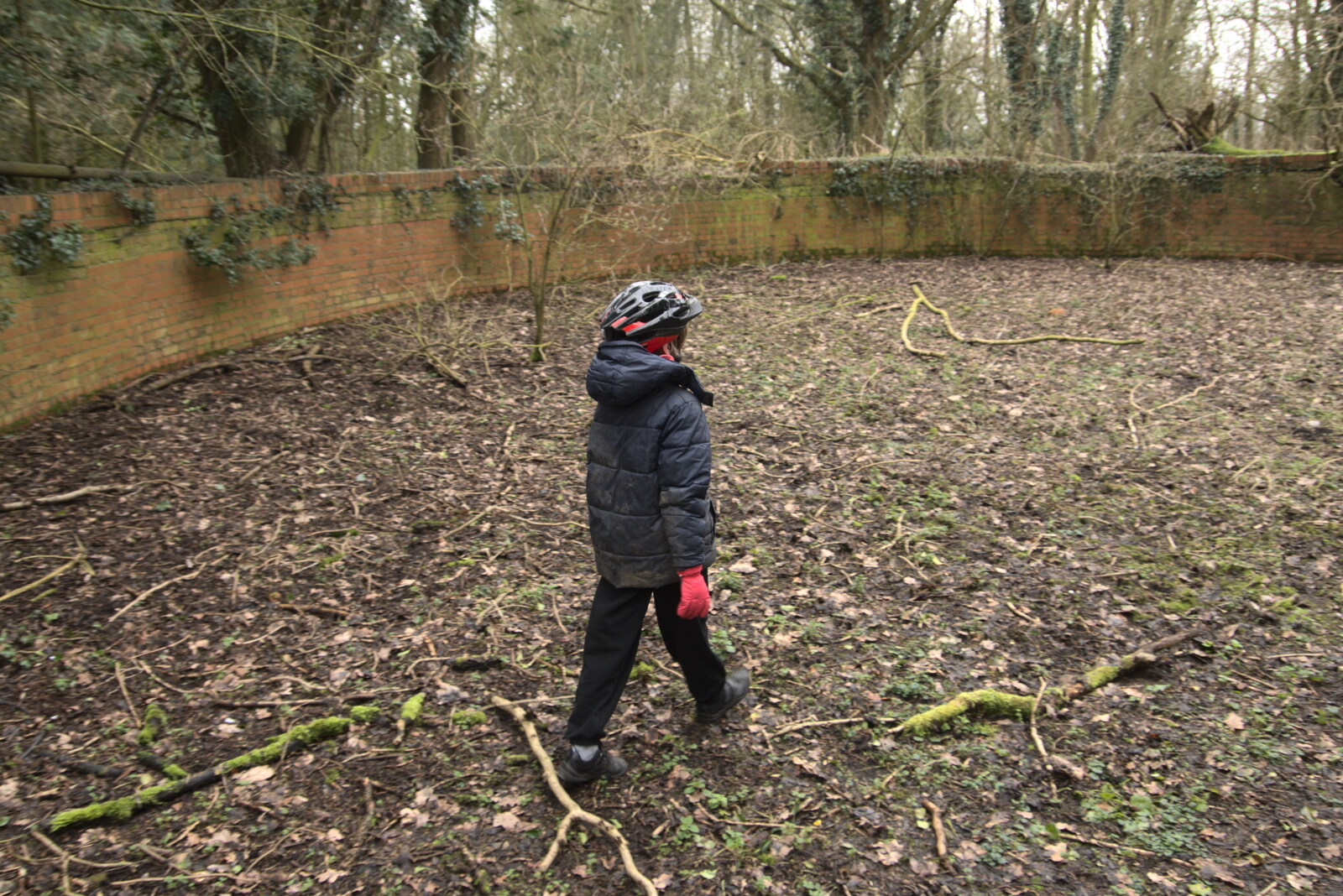 Harry roams around in the old sewage works from The Old Sewage Works, The Avenue, Brome, Suffolk - 20th February 2021