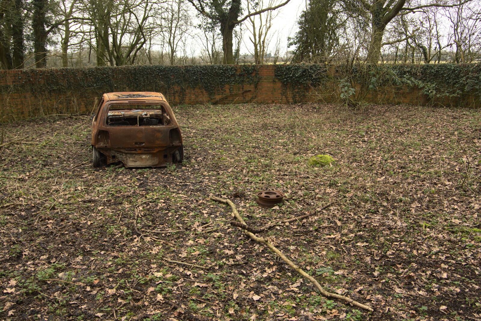 The derelict car from The Old Sewage Works, The Avenue, Brome, Suffolk - 20th February 2021
