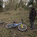 Fred considers his bike, The Old Sewage Works, The Avenue, Brome, Suffolk - 20th February 2021