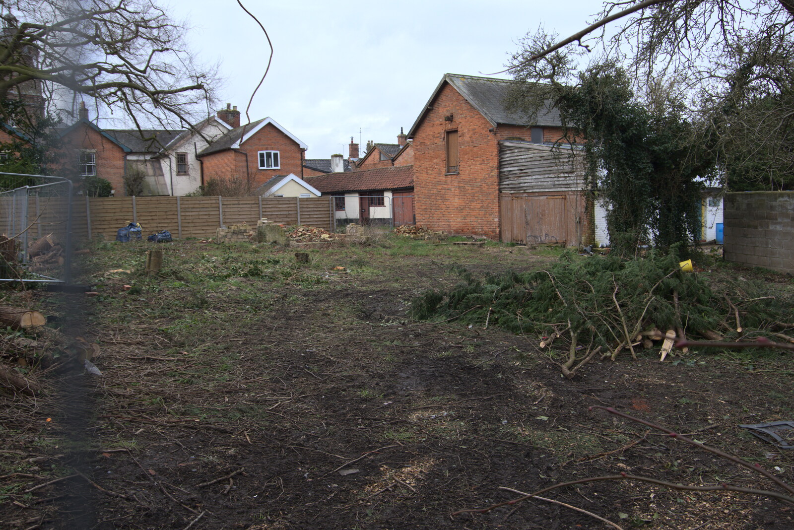Another building plot is cleared on Dove Lane from The Old Sewage Works, The Avenue, Brome, Suffolk - 20th February 2021