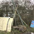 A discarded road sign has been curiously mangled, The Old Sewage Works, The Avenue, Brome, Suffolk - 20th February 2021