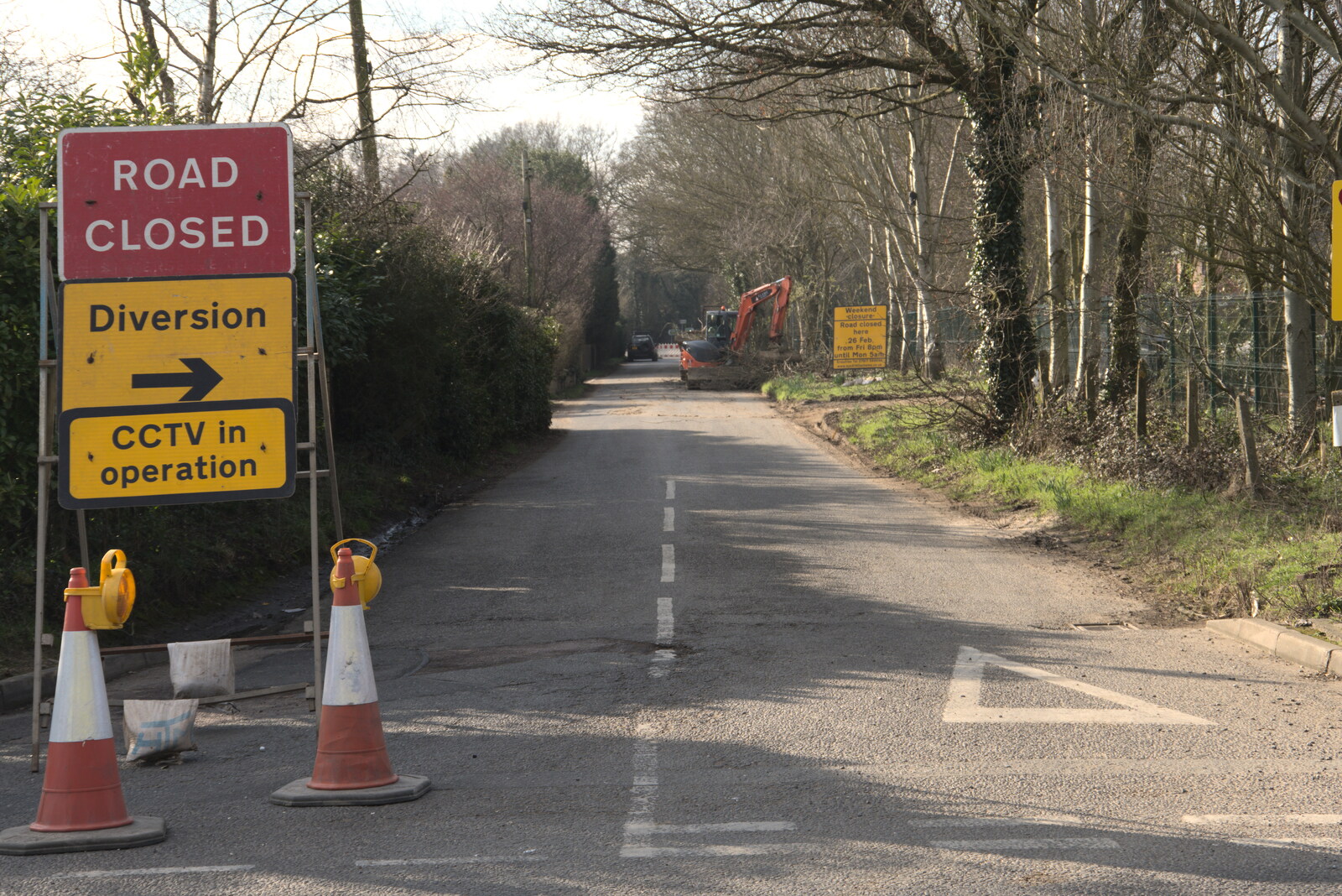 One leg of the Brome Triangle is closed off from Fred's New Bike and an A140 Closure, Brome, Suffolk - 27th February 2021