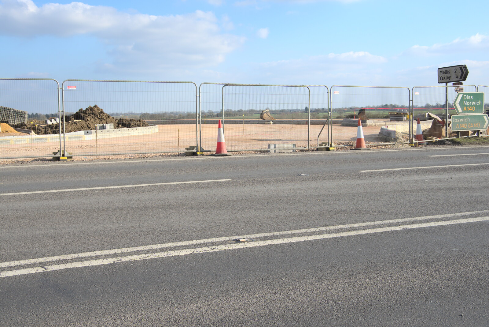 The other roundabout is not yet ready to go from Fred's New Bike and an A140 Closure, Brome, Suffolk - 27th February 2021