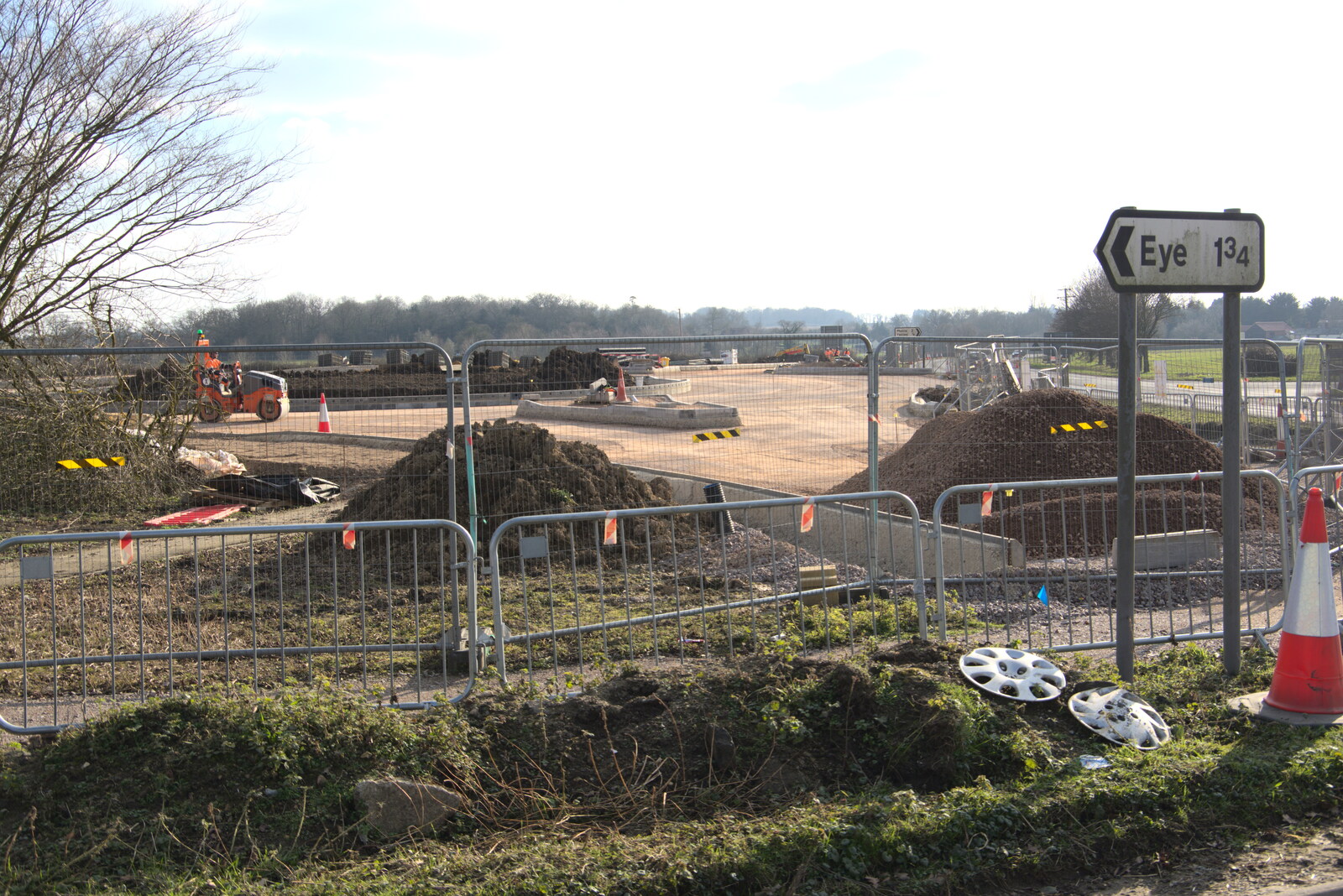 The new Yaxley junction from Fred's New Bike and an A140 Closure, Brome, Suffolk - 27th February 2021