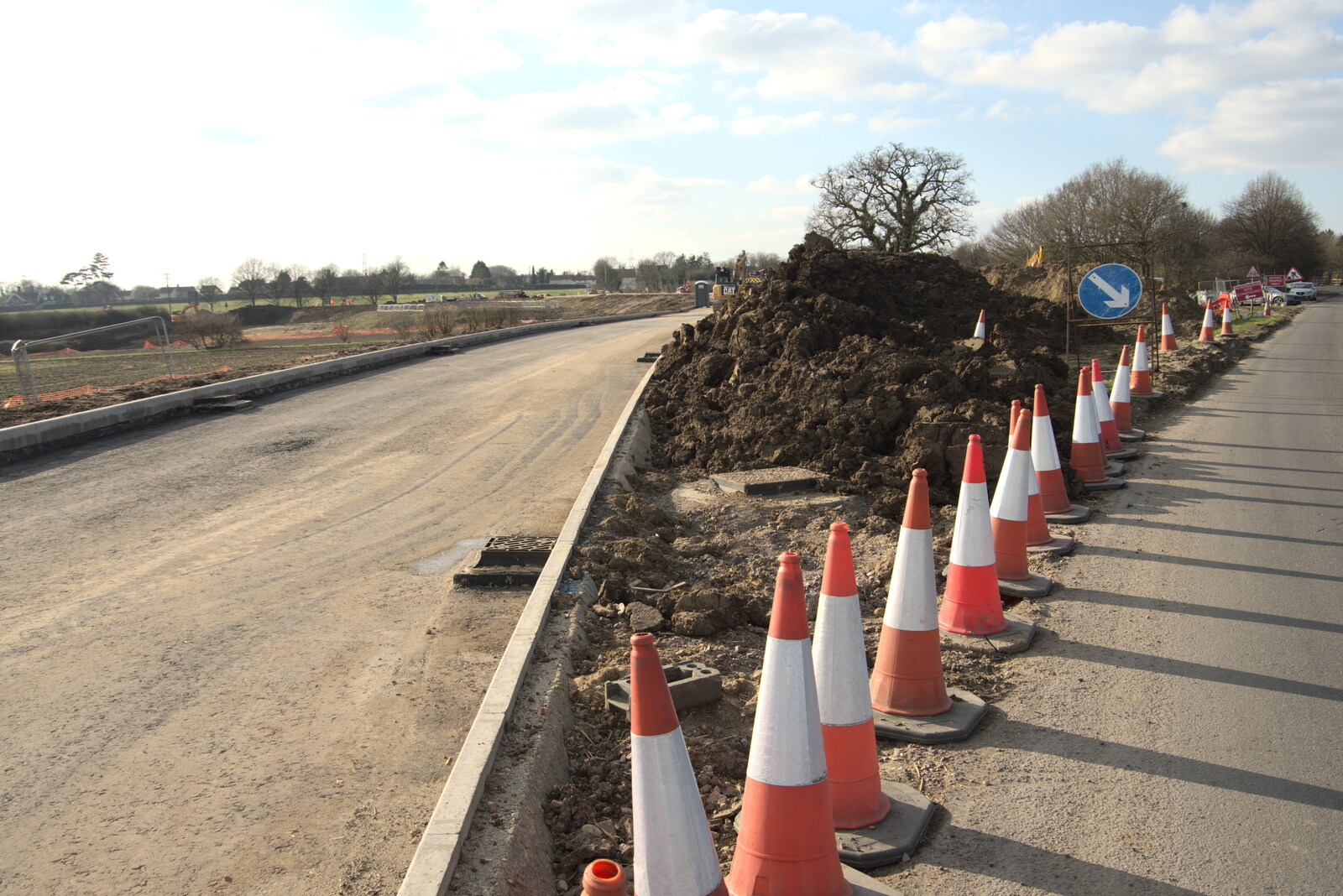 The new Castleton Way, on the left from Fred's New Bike and an A140 Closure, Brome, Suffolk - 27th February 2021