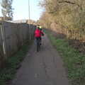 Fred on the bike path to Century Road, The Mean Streets of Eye, Suffolk - 7th March 2021