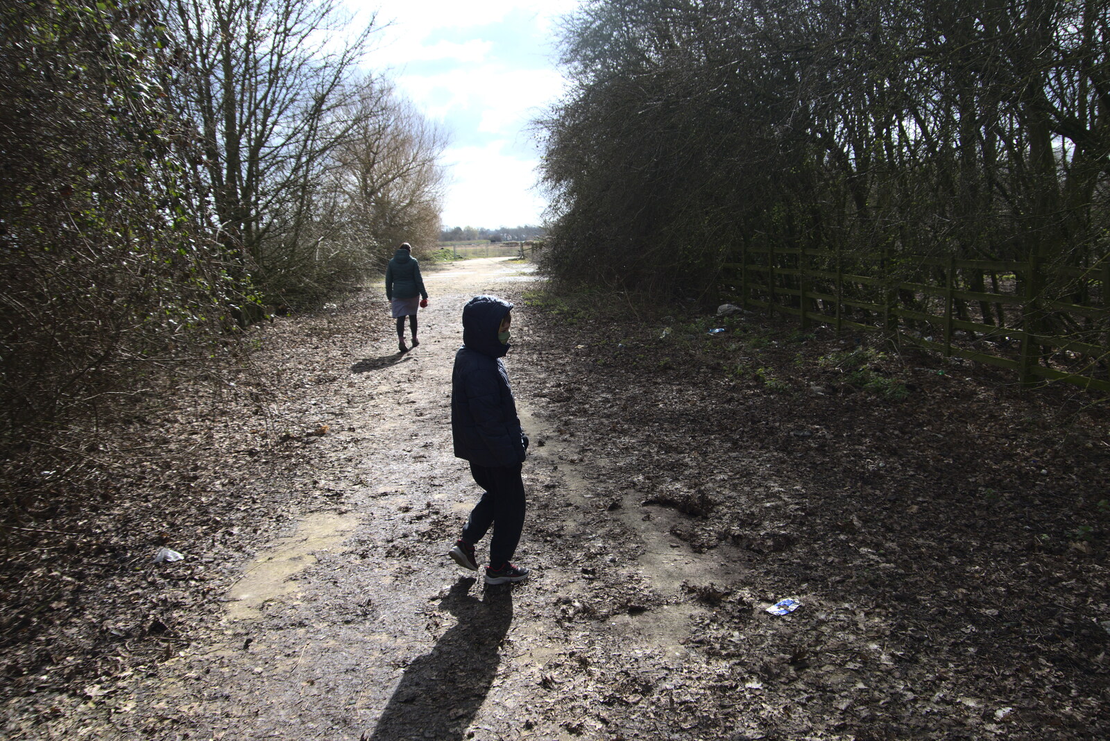 Isobel and Harry head off onto the airfield from Another Walk on Eye Airfield, Eye, Suffolk - 14th March 2021