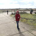 Fred waves a magnet on a string around, Another Walk on Eye Airfield, Eye, Suffolk - 14th March 2021