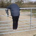 Harry hangs on the gate, Another Walk on Eye Airfield, Eye, Suffolk - 14th March 2021