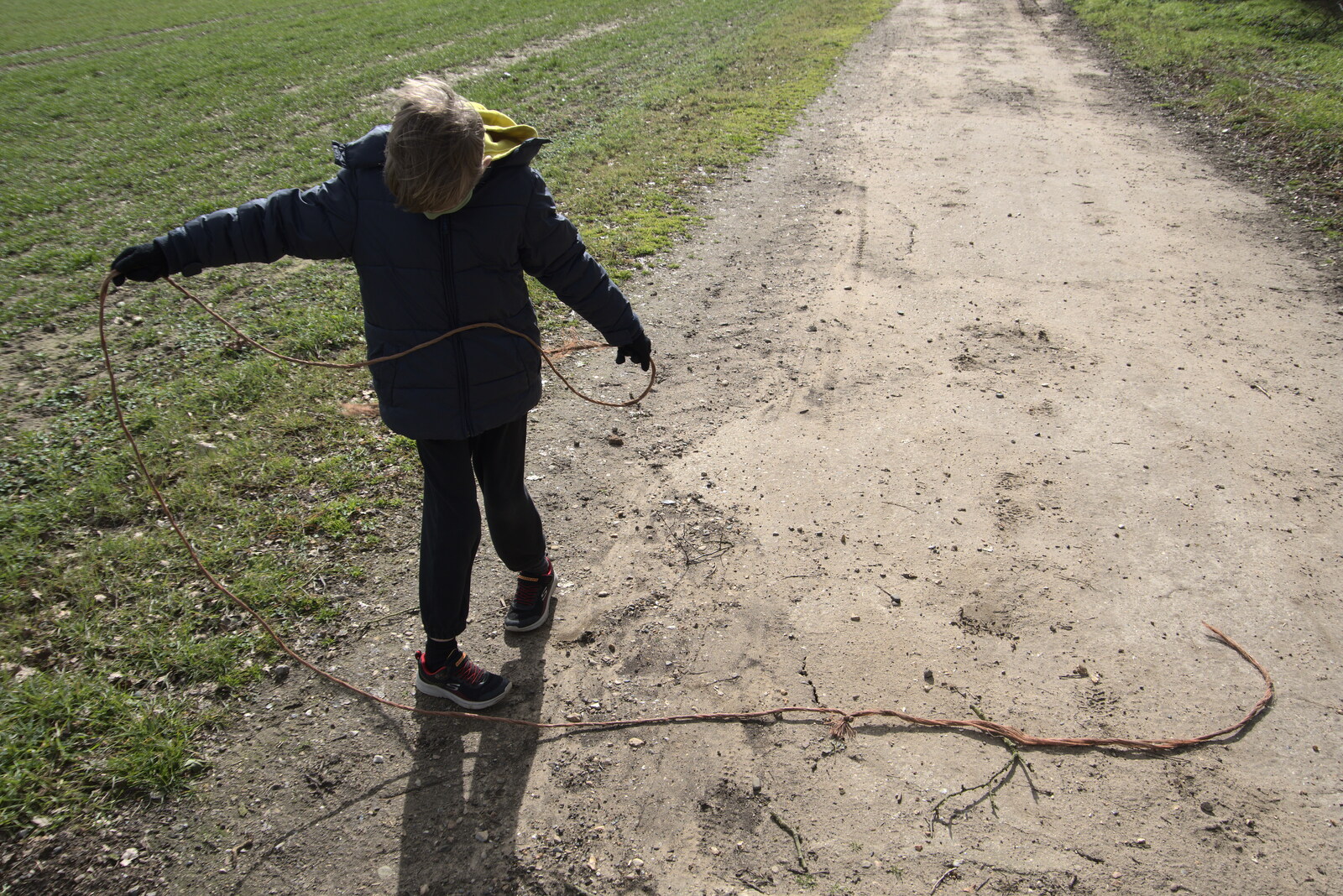 Harry with a bit of old rope from Another Walk on Eye Airfield, Eye, Suffolk - 14th March 2021