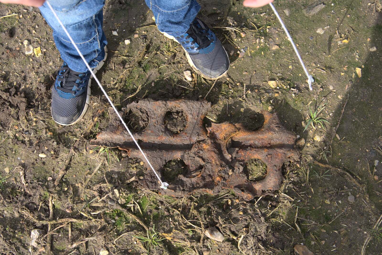Fred finds some more old metal from Another Walk on Eye Airfield, Eye, Suffolk - 14th March 2021
