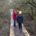 Fred and Harry on the boardwalk, Another Walk on Eye Airfield, Eye, Suffolk - 14th March 2021