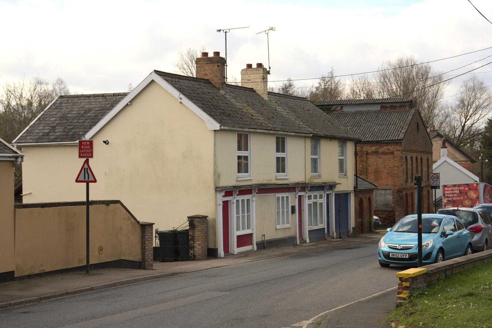 Old shops and the fire station on Magdalen Street from Another Walk on Eye Airfield, Eye, Suffolk - 14th March 2021