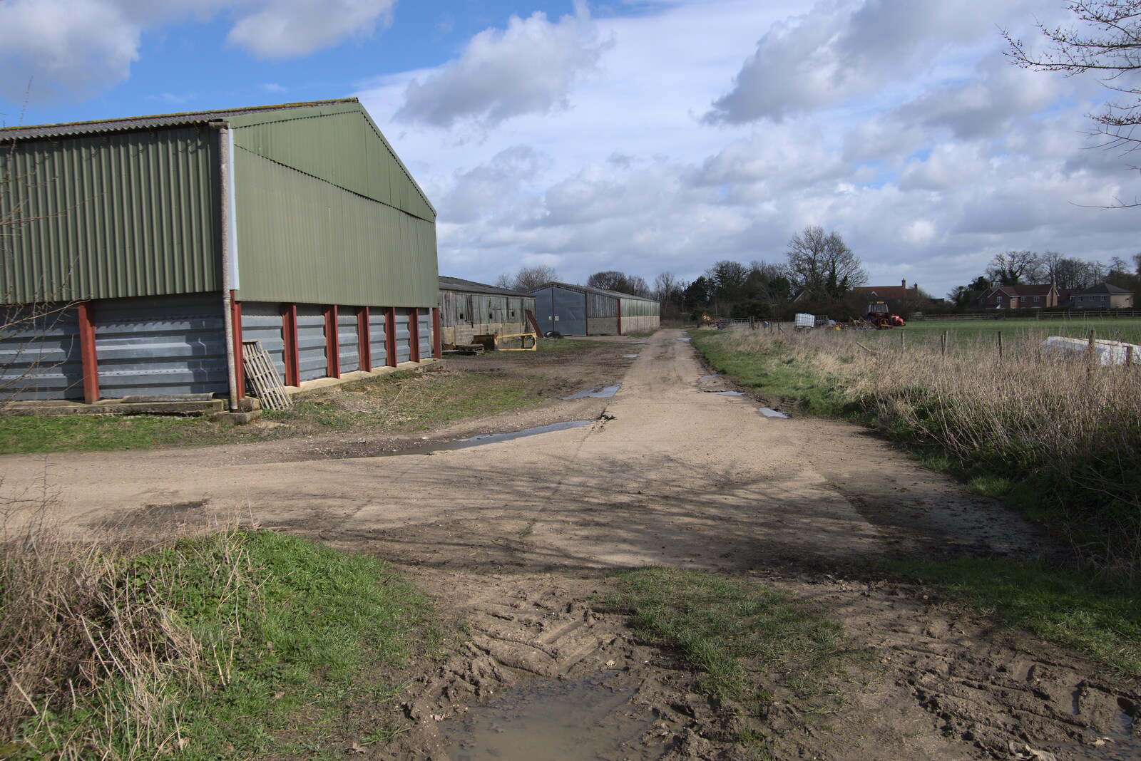 Farm buildings from Another Walk on Eye Airfield, Eye, Suffolk - 14th March 2021