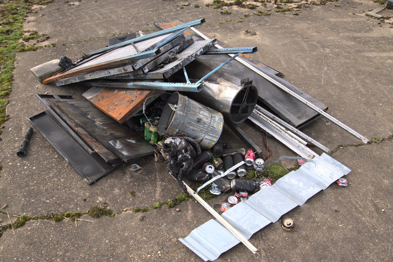 A pile of discarded metal from Another Walk on Eye Airfield, Eye, Suffolk - 14th March 2021