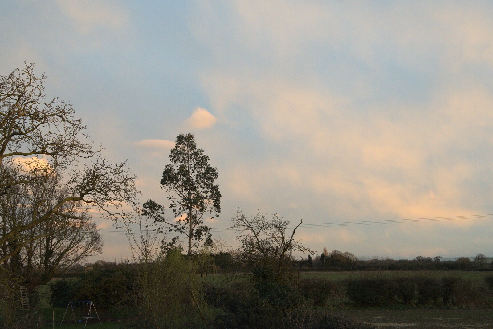 Pink clouds over the garden from The Oaksmere: 28 Weeks Later, Brome, Suffolk - 21st March 2021