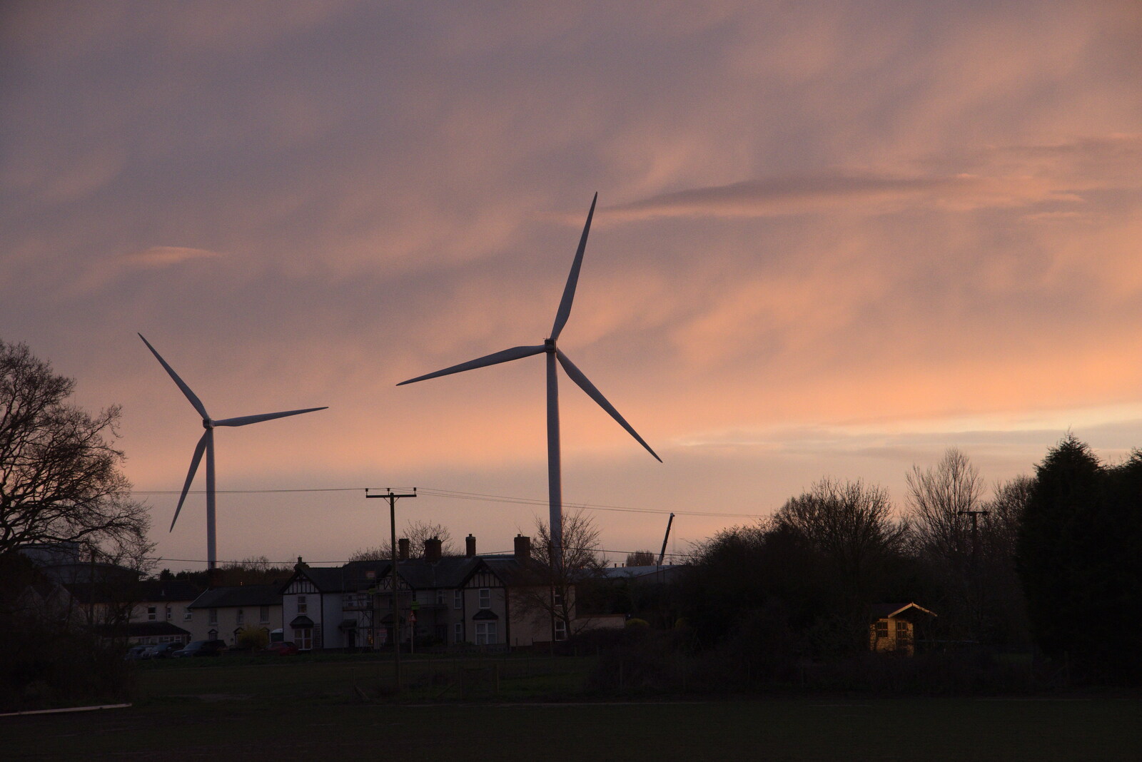 Wind turbines in the sunset from The Oaksmere: 28 Weeks Later, Brome, Suffolk - 21st March 2021